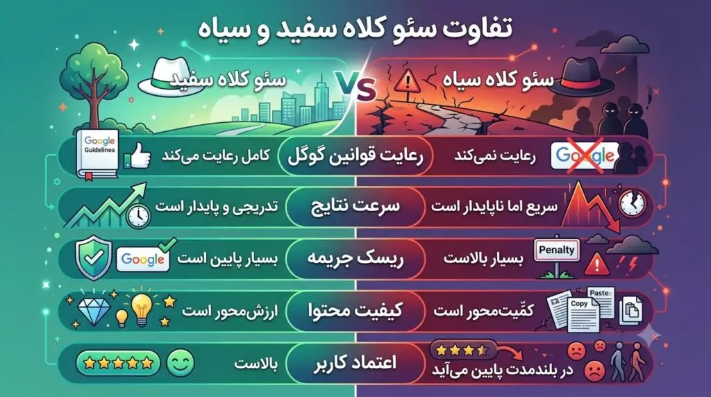 فرق سئو کلاه سیاه و کلاه سفید